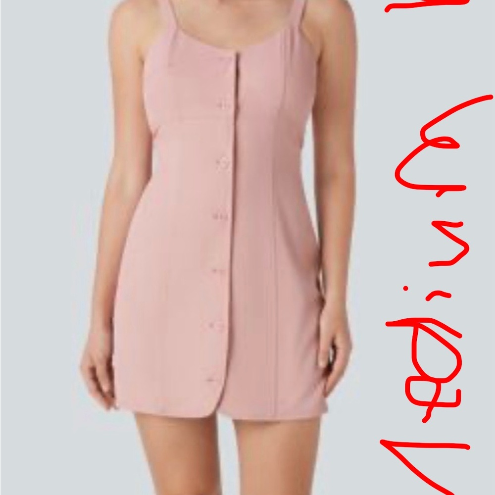 HALARA Blush Pink Sleeveless Button-Front Mini Dress